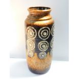 A late 20thC West German pottery Bay vase, of cylindrical form decorated with vertical bands of