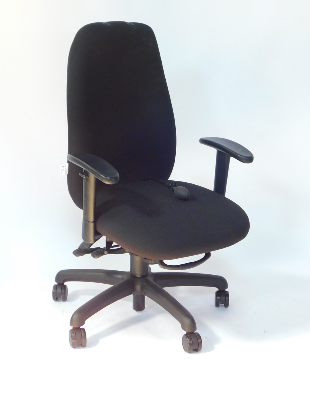 A Gochair Adapt office chair, with pump action, adjustable seat and back, raised on a five leg