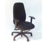 A Gochair Adapt office chair, with pump action, adjustable seat and back, raised on a five leg