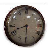 A Victorian mahogany cased circular wall clock by Pearce, possibly of Cambridge, enamelled tin