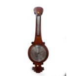 A 19thC oak wheel barometer by West of London, with thermometer, 102cm H.