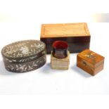 A late Victorian olive wood souvenir box for Nice, painted with spray of flowers, a Russian black