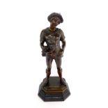 Leboeuf (French, late 19thC). Bronze figure of a man, modelled standing in Renaissance costume, on a