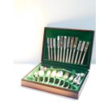 A Newbridge silver plated canteen of cutlery, forty four pieces, one teaspoon lacking, cased.