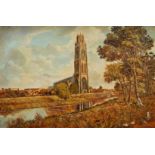 English School (20thC). Boston Stump, oil on canvas, signed and dated indistinctly, 59cm x 90cm