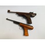 Two Continental unnamed air pistols, 37cm and 40.5cm long.
