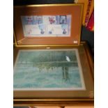 Framed First Day Covers commemorating Diana, Princess of Wales, together with a framed pointillism