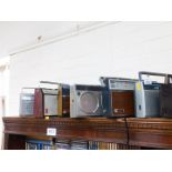 Six radios, comprising a Hitachi portable radio, model number KH-438E, Murphy radio MV5600,