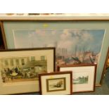 Pictures and prints, including After James Wilson Carmichael. The Brayford Pool and Lincoln