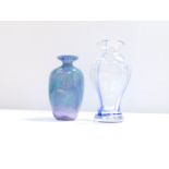 A Caithness glass vase, of spiral fluted baluster form decorated with streaks of lilac and