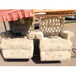 A pair of Sherborne electric recliner armchairs, upholstered in fawn floral fabric, each 81cm W.