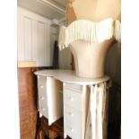 A white painted pine kidney shaped dressing table, 105cm W, a mahogany balloon back carver chair and