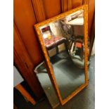 A gilt wood rectangular robing wall mirror, inset bevelled glass, 95cm H, 42cm W, together with a