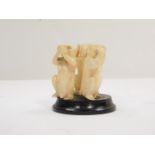 An early 20thC Japanese carved ivory group of monkeys, Hear No Evil, See No Evil, Speak No Evil,