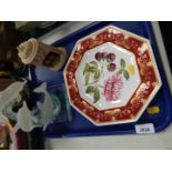 Three Spode porcelain St George's series Cabinet Collection plates, Country Artists clock