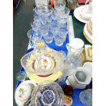 A group of crystal table wares including whisky and water glasses, sherry glasses, sundae dishes,
