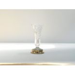 A cut glass stem vase, on a loaded silver base, Birmingham 1954, 18cm H.