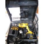 A DeWalt power drill, 12v, XR2, cased.