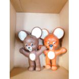 Two Vintage Bendy rubber mouse figures, each 15cm H.