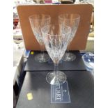 Six Stuart cut glass wine glasses, and six whiskey tumblers. (in 3 boxes)