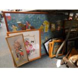 A group of framed tapestries, heraldic subjects, birds, etc. (18)