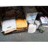 Two Aqua Dir portable dehumidifiers, boxed, further dehumidifier, speakers, Word game, hat, etc. (