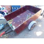 A single axle trailer, of ply and triangle iron construction, with electrics, 94cm x 200cm,