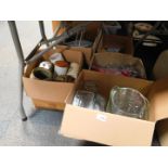 Portmeirion Pomona pattern kitchen storage jars, further stoneware jars, Pyrex jugs and dishes,