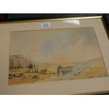 James North. Coastal fishing scene, watercolour., together with watercolours of Hardwick, and