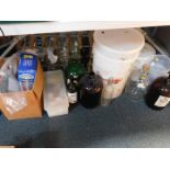 Home wine making kit, including bottles, jars, measuring jugs, compounds, tablets, filters, etc. (