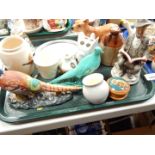Ceramics to include a pottery figure of a corgi, pheasant, seated man smoking a pipe, and a Creative