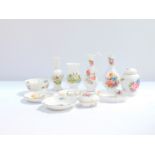 Aynsley porcelain vases, dishes and a heart shaped box and cover, decorated in the Howard Sprays,