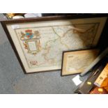 A replica of Saxton's map of Warwickshire and Leicestershire, together with Kitchin's map of
