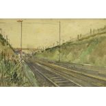 •Norman Wilkinson (1878-1971). Tring, watercolour, initialled and titled verso, 10cm x 18cm. Label