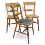Two various ash and elm kitchen chairs, with shaped backs on horizontal splats, and turned front