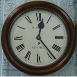 Mansell Lincoln. A 19thC mahogany wall clock, of circular form, in plain case with 29cm diameter