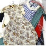 Various vintage clothing, ladies quarter length velvet top, worked linen undergarment, Wallis