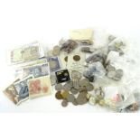 Various coins, mainly GB, commemorative crown 1952-1977, other crowns, Churchill etc., bank notes,