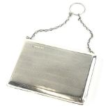 A George VI silver Art Deco evening purse, with chain handle, engine turned body, Birmingham 1942,