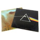 Records. Pink Floyd, The Dark Side of the Moon, Harvest EMI, P 1973, Shvl 804-A-7 and Meddle