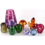 Various glassware, a Wedgwood type owl figure in speckled and fawn colourway, 11cm high, a
