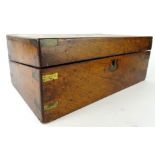 A 19thC mahogany campaign writing slope, of rectangular form with metal sections, with fitted