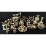 Various Masons Ironstone Mandalay pottery, to include large jug, 19cm high, others smaller,