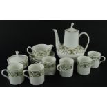 A Wedgwood Perugia pattern coffee service, comprising coffee pot, 24cm high, lidded sugar bowl, milk