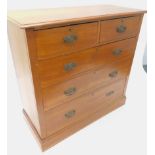 An Edwardian satin walnut chest of two short and three long drawers, each with oxidised plate back