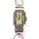An Omega Art Deco ladies wristwatch, in stainless steel case and two row bracelet, with