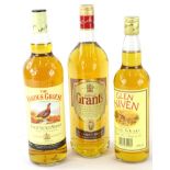 Various alcohol, a bottle of Famous Grouse Scotch whisky 1L, Glen Niven Scotch Whisky and William