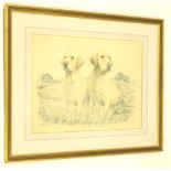 James Rowley (20thC). Labradors in a field, artist signed limited edition print, No. 244/850, 40cm x