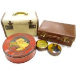 Bygones, collectables etc., to include a pressed case of domed form with metal locks, brown