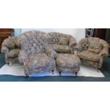 A high quality shell back five piece lounge suite, comprising two seater settee, large armchair, two